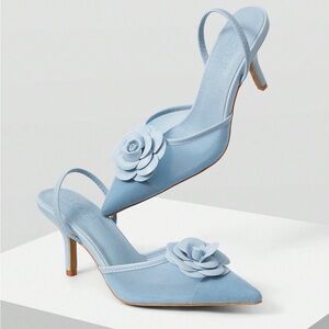 MOTF Light Blue Heels with White Floral Accent